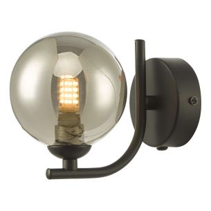 Cradle Wall Light Matt Black With Smoked Glass
