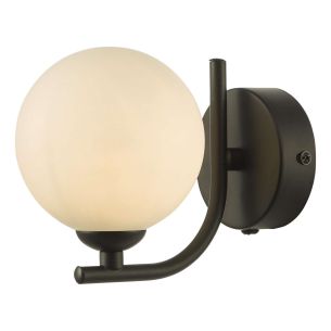 Cradle Wall Light Matt Black With Opal Glass