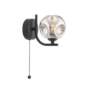 Cradle 1 Light Wall Light Matt Black With Closed Organic Smoked Glass