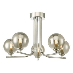Cradle 5 Light Semi Flush Polished Chrome With Smoked Glass