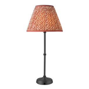 Dahl Rechargeable Table Lamp Matt Black With Red Flower Print Pleated Shade LED