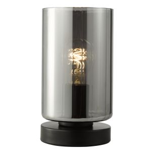 Daylin Table Lamp Satin Black and Smoked Ribbed Glass