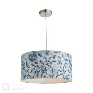 Down House Blue Cotton Drum Shade 40cm