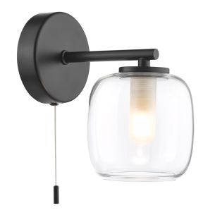 Edaline Bathroom Wall Light Matt Black and Glass IP44