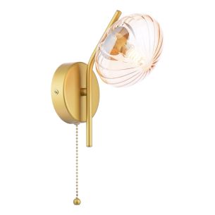 Ede Wall Light Satin Gold and Amber Glass