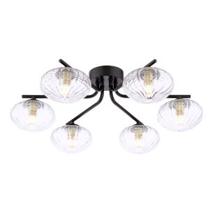 Ede 6 Light Semi-Flush Matt Black and Glass