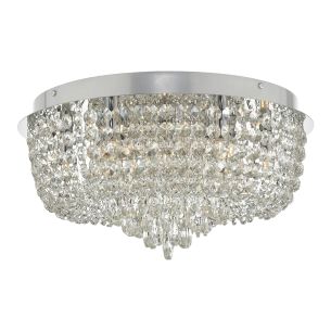 Eitan 9 Light Flush Crystal and Polished Chrome