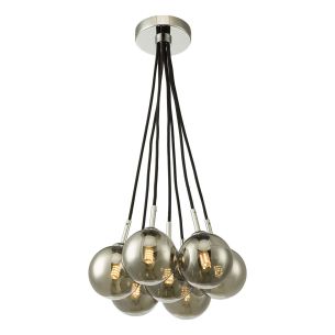 Elpis 7 Light Cluster Pendant Polished Chrome With Smoked Glass