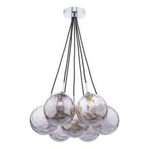 Elpis 7 Light Cluster Pendant Polished Chrome With Smoked Dimpled Glass
