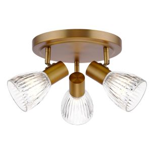 Elron 3 Light Plate Spotlight Antique Bronze and Ribbed Glass