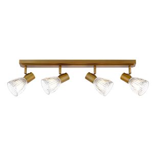 Elron 4 Light Bar Spotlight Antique Bronze and Ribbed Glass
