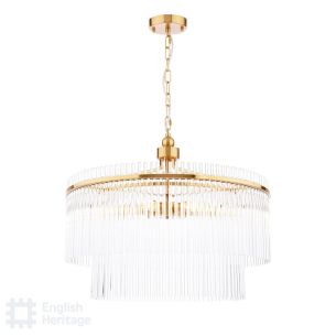Eltham 6 Light Pendant Antique Gold and Glass