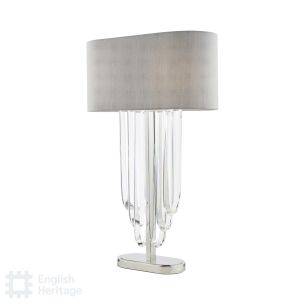 Eltham 2 Light Table Lamp Polished Nickel and Crystal With Shade