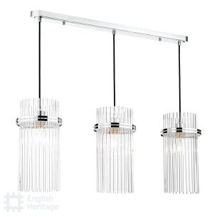 Eltham 3 Light Bar Pendant Polished Nickel and Glass