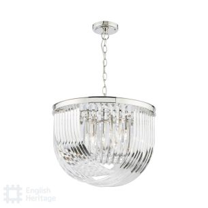 Eltham 4 Light Pendant Polished Nickel and Crystal