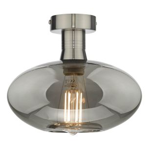 Emerson Semi Flush Antique Chrome Smoked Glass 