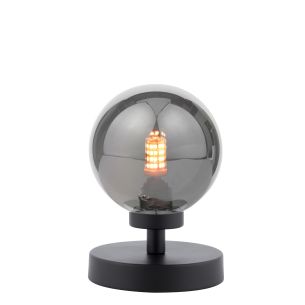 Esben Touch Table Lamp Matt Black With Smoked Glass