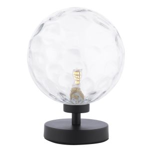 Esben Touch Table Lamp Matt Black With Clear Dimpled Glass
