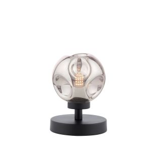 Esben Touch Table Lamp Matt Black With Closed Organic Smoked Glass