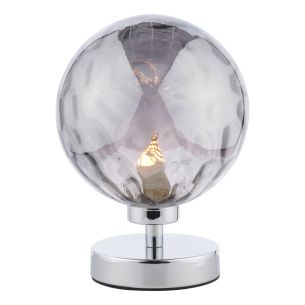 Esben Touch Table Lamp Polished Chrome With Smoked Dimpled Glass