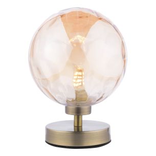 Esben Touch Table Lamp Antique Brass With Amber Dimpled Glass