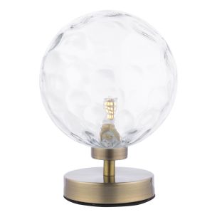 Esben Touch Table Lamp Antique Brass With Clear Dimpled Glass