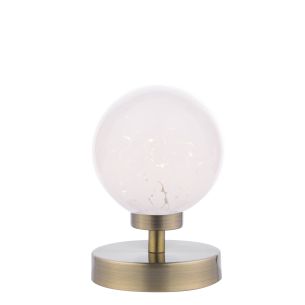 Esben Touch Table Lamp Antique Brass With White Confetti Glass