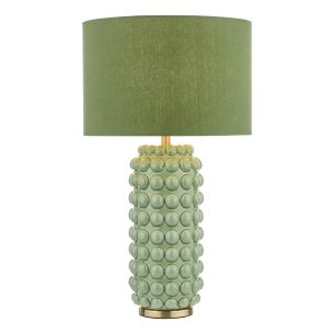 Etzel Table Lamp Green Antique Brass With Shade