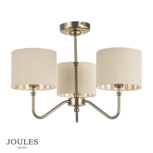 Joules Farley 3 Light Semi-Flush Satin Bronze With Shade