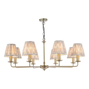 Favian 8 Light Pendant Matt Bronze With Taupe Ikat Shade