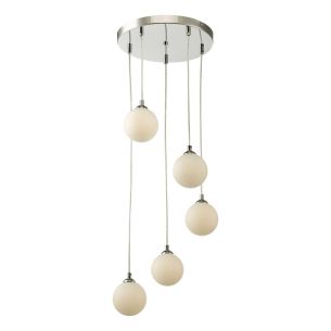 Federico 5 Light Cluster Pendant Polished Chrome With Opal Glass