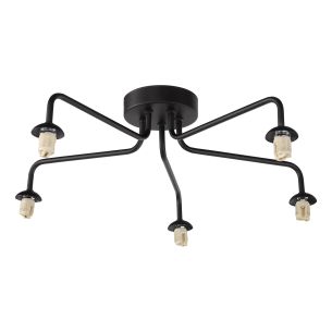 Feya 5 Light Semi-Flush Matt Black Fitting Only