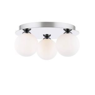 Foley 3 Light Flush Polished Chrome With Opal Glass