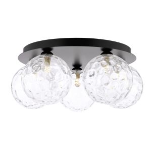 Foley 5 Light Flush Matt Black With Clear Dimpled Glass