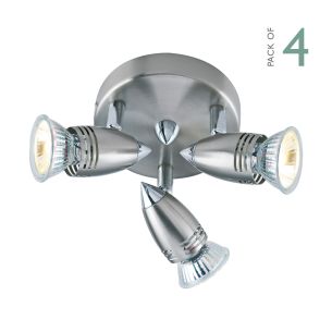 Gemini 3 Light Plate Spotlight Satin Chrome (Multipack)