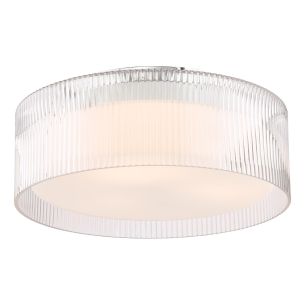 Geryon 3 Light Bathroom Ceiling Light Polished Chrome and Ribbed Glass IP44