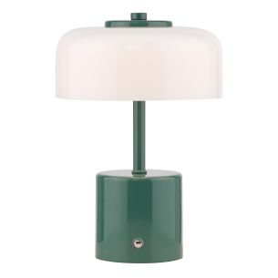 Gidget Rechargeable Table Lamp Green and Opal Glass LED