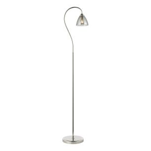 Glynis Floor Lamp Polished Nickel and Smoked Ribbed Glass