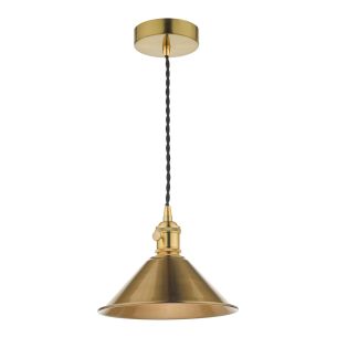 Hadano Pendant Natural Brass and Aged Brass Metal Shade 18cm