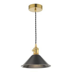 Hadano Pendant Natural Brass and Pewter Metal Shade 18cm