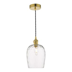 Hadano Pendant Natural Brass With Dimpled Glass Shade