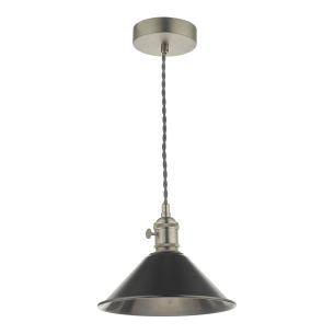 Hadano Pendant Antique Chrome and Pewter Metal Shade 18cm