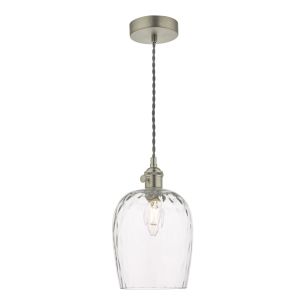 Hadano Pendant Antique Chrome and Clear Dimpled Glass Shade