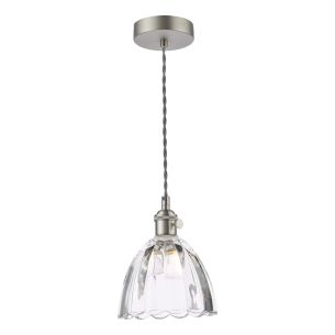 Hadano Pendant Antique Chrome and Scalloped Bell Glass Shade