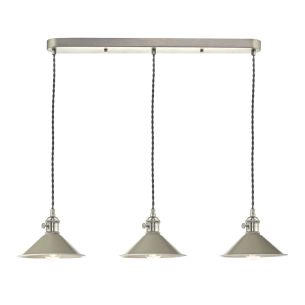 Hadano 3 Light Antique Chrome Suspension With Cashmere Shades