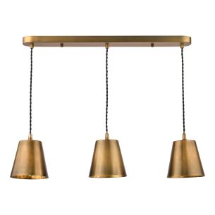 Hadano 3 Light Bar Pendant Antique Bronze with Antique Bronze Metal Shades