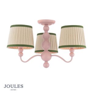 Joules Harewood 3 Light Semi-Flush Matt Pink With Shade