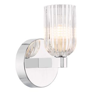 Hilaria Bathroom Wall Light Polished Chrome and Ribbed Glass IP44