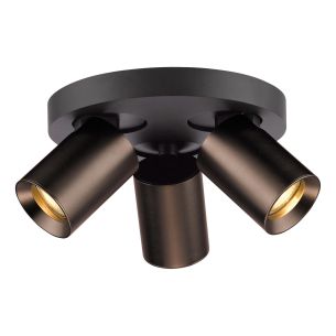 Hiro 3 Light Plate Spotlight Satin Bronze and Matt Black