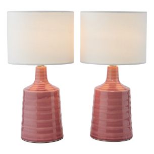 Inci Twin Pack Table Lamp Pink With Shade